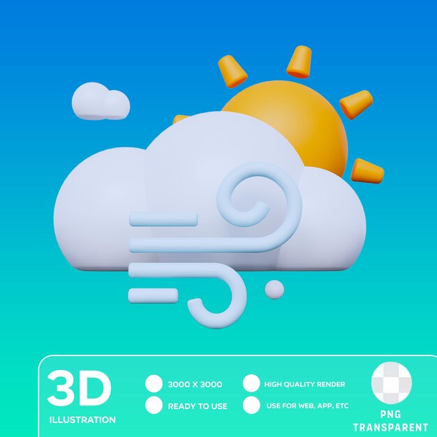 PSD illustration 3d du jour du vent