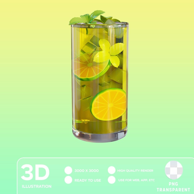 PSD illustration 3d du jus d'été psd