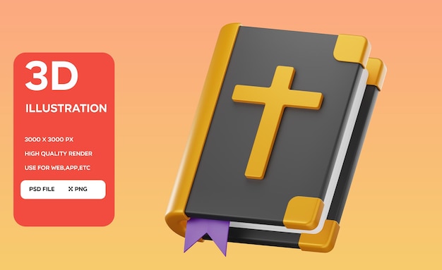 Illustration 3D du livre de la Bible en PSD