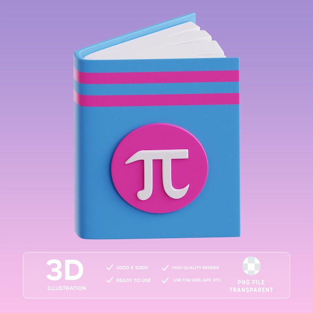 Illustration 3D du livre de mathématiques PSD