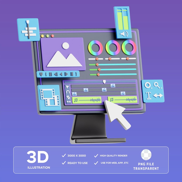 PSD illustration 3d du logiciel d'édition psd
