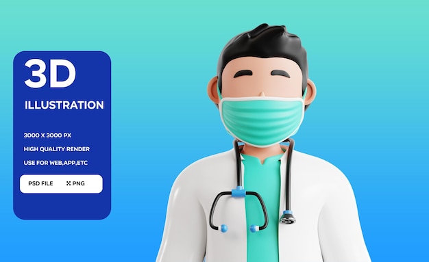 Illustration 3D du médecin PSD