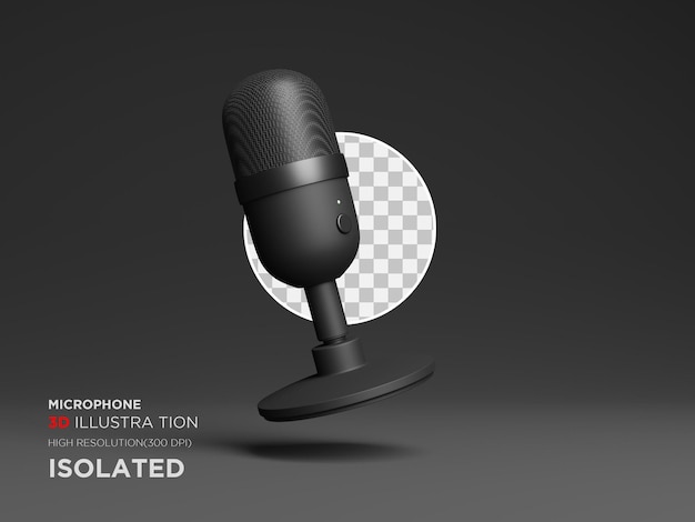 Illustration 3d Du Microphone Noir