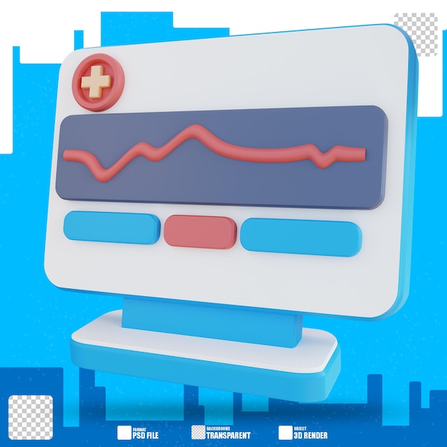 Illustration 3d du moniteur de contrôle de santé cardiaque 3