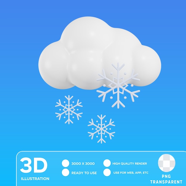 PSD illustration 3d du nuage de neige psd