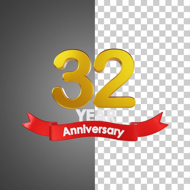 PSD illustration 3d du numéro de joyeux anniversaire de 32 ans