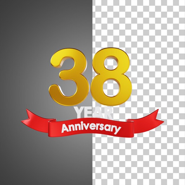 PSD illustration 3d du numéro de joyeux anniversaire de 38 ans