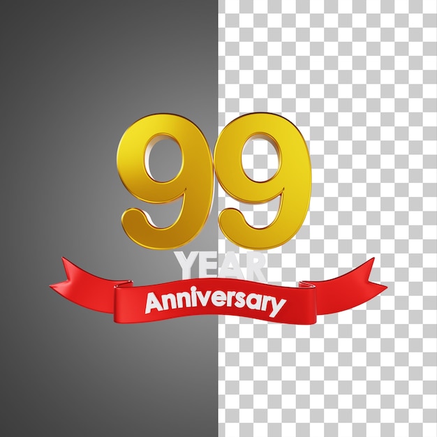 PSD illustration 3d du numéro de joyeux anniversaire de 99 ans