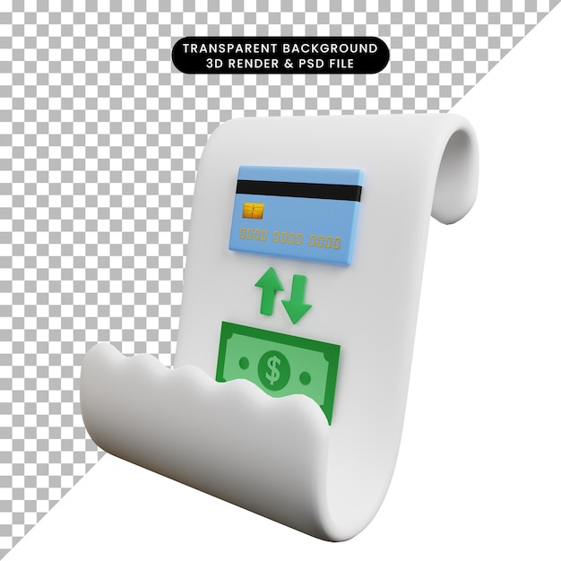 Illustration 3d Du Papier D'icône De Concept De Paiement Avec De L'argent D'échange De Carte De Crédit Sur Papier