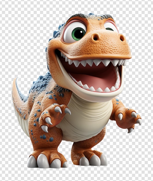 PSD illustration 3d du personnage de dessin animé du dinosaure t-rex sur un fond transparent