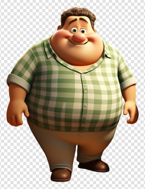 PSD illustration 3d du personnage d'un homme gros avec un fond transparent