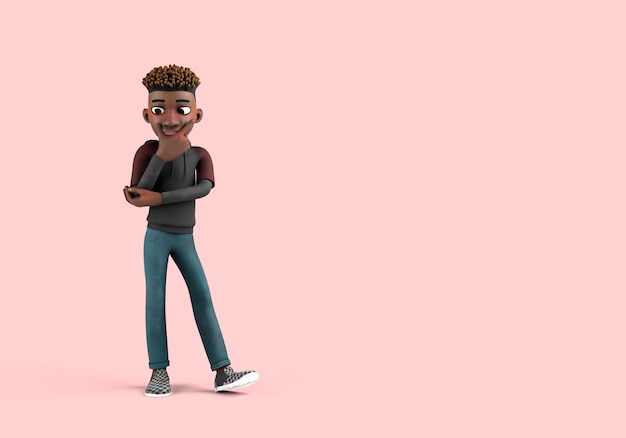 Illustration 3d du personnage masculin pose en pensant