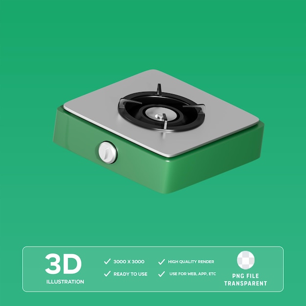 Illustration 3D du poêle PSD