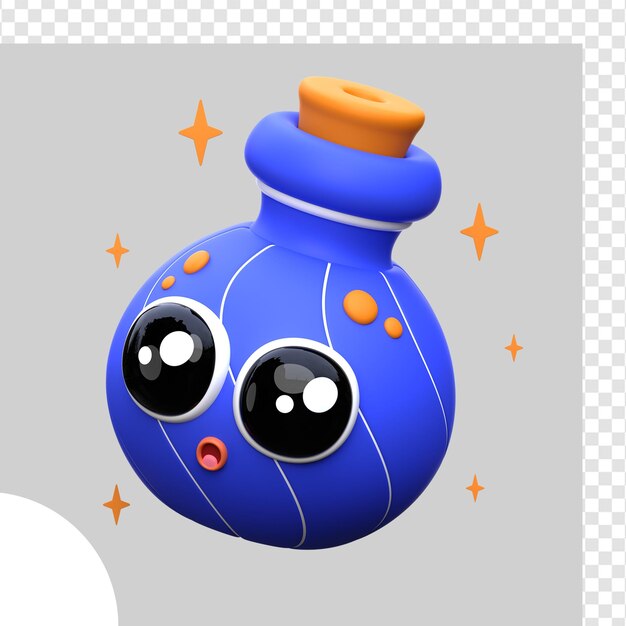 PSD illustration en 3d du pot de potion mignon