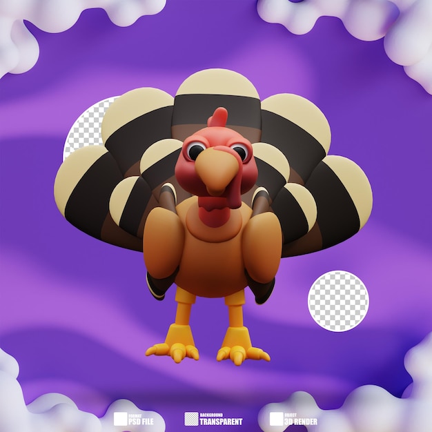 PSD illustration en 3d du poulet de dinde 4