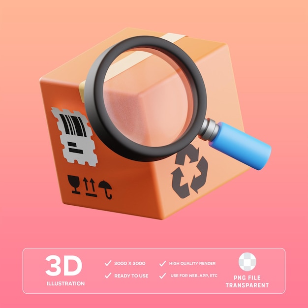 Illustration 3D du produit de recherche PSD