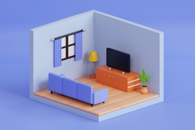 Illustration en 3D du salon