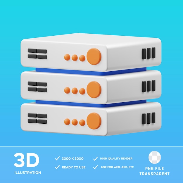 Illustration 3D du serveur de base de données PSD