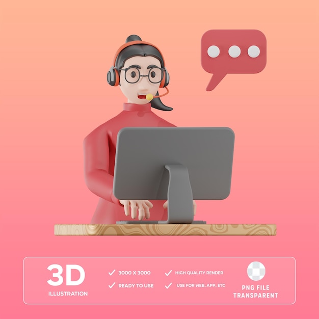 Illustration 3D du service à la clientèle du PSD