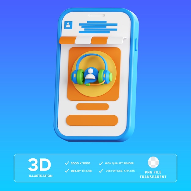 Illustration 3D du service à la clientèle en ligne