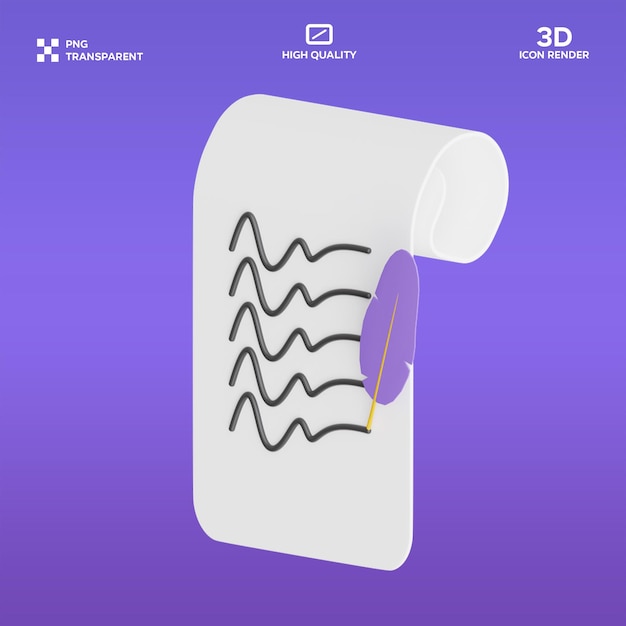 Illustration 3D du stylo à plumes PSD