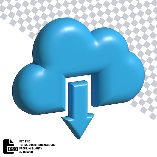 PSD illustration 3d du téléchargement du cloud