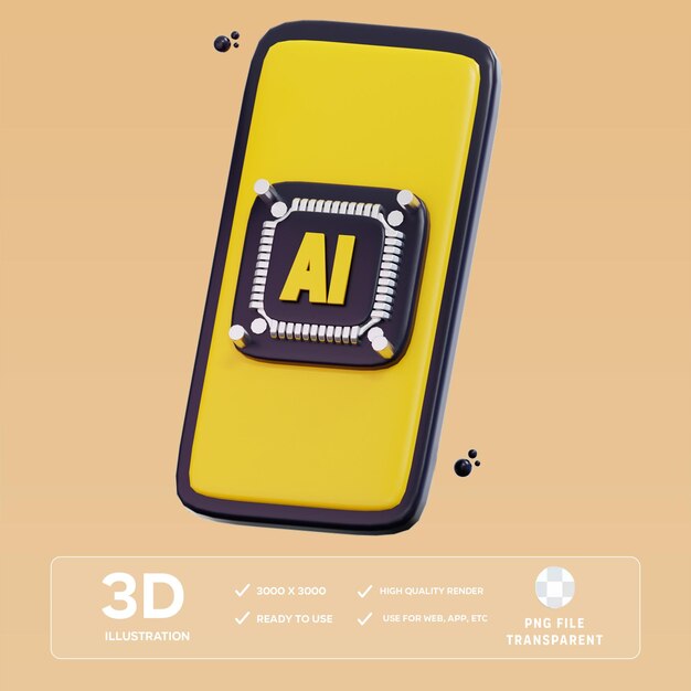 Illustration 3D du téléphone portable PSD ai