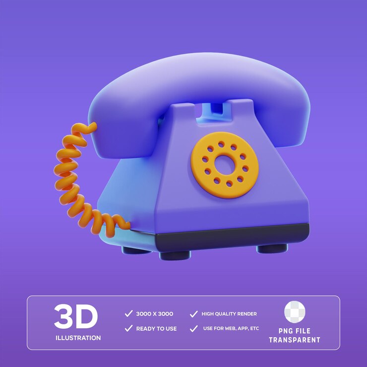 PSD illustration 3d du téléphone vintage psd