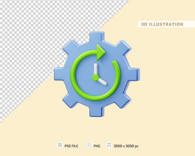 PSD illustration 3d du temps de traitement