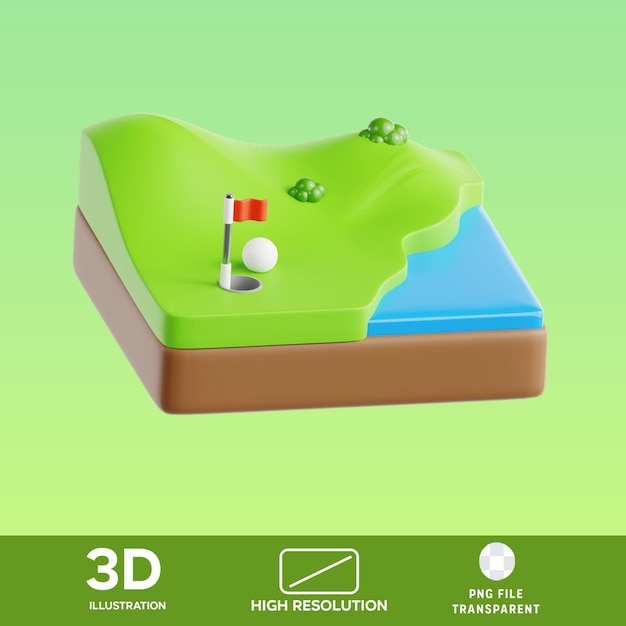 Illustration 3D du terrain de golf PSD