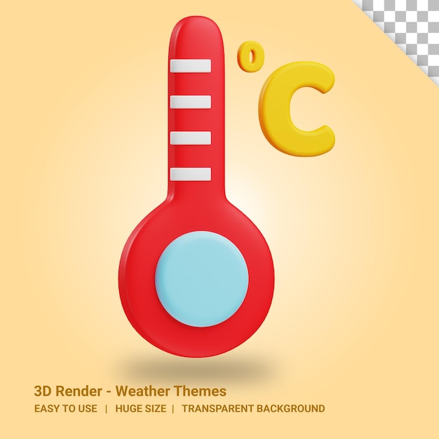 Illustration 3d Du Thermomètre Celsius Avec Fond Transparent