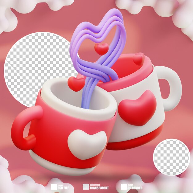 PSD illustration 3d du verre de l'amour 2