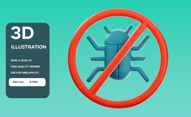 Illustration 3D du virus du blocage PSD