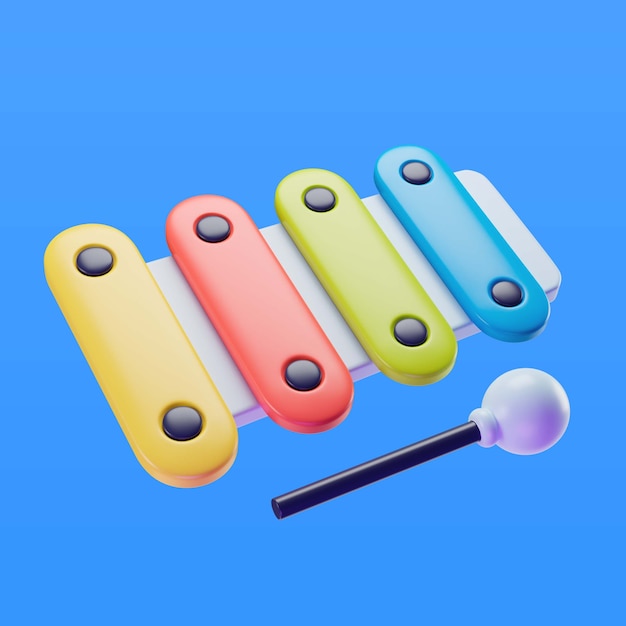 PSD illustration 3d du xylophone jouet pour enfants