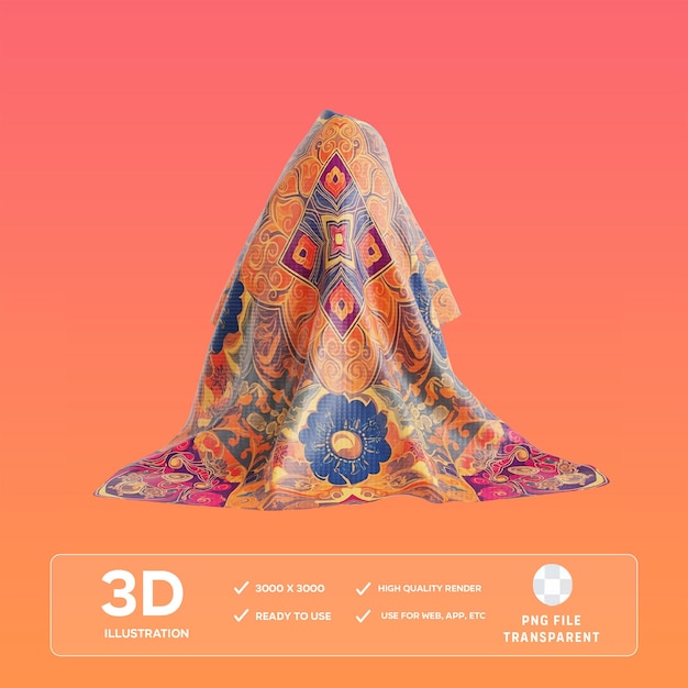 Illustration 3D de Dupatta dans le format PSD