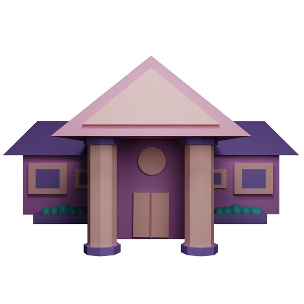 PSD illustration 3d d'une école avec un fond transparent