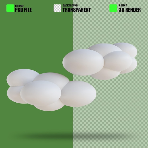 PSD illustration 3d écologie adaptée aux nuages 2