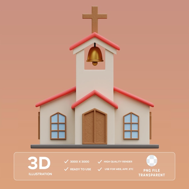Illustration 3D de l'église PSD