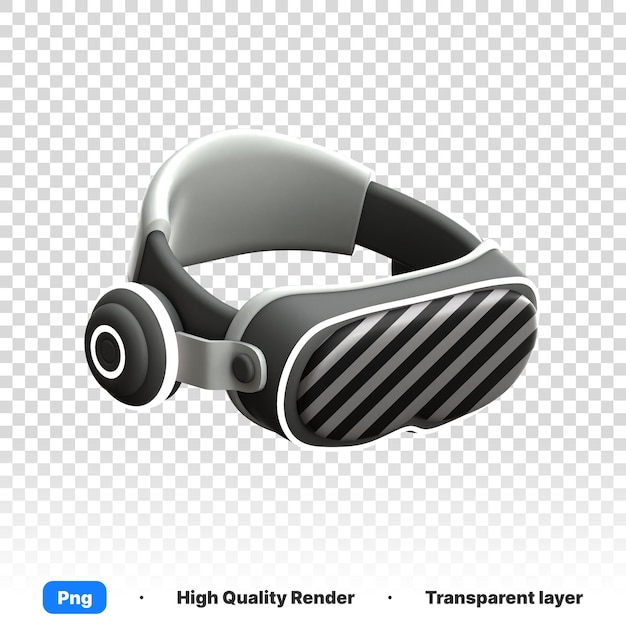 PSD illustration 3d d'un élément informatique avec une paire d'écouteurs vr ar sur un fond transparent