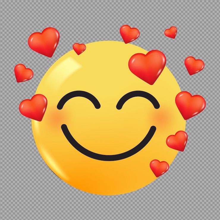 PSD illustration 3d de l'émoji de l'amour heureux