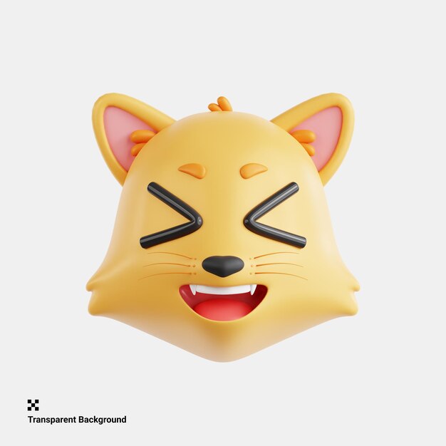 PSD illustration 3d de l'emoji du chat qui rit et s'amuse