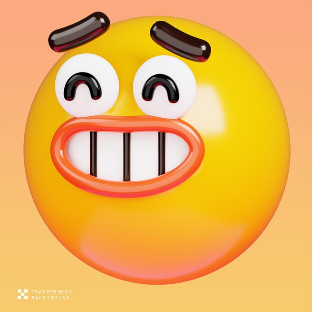 Illustration 3D de l'émoji du visage souriant du PSD