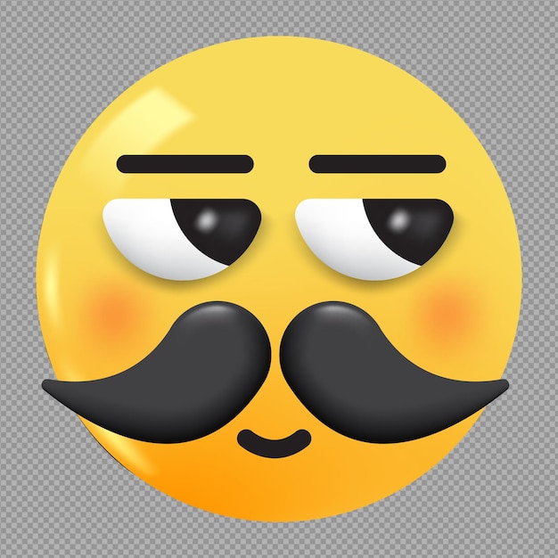 PSD illustration 3d d'un emoji à moustache sur un fond transparent