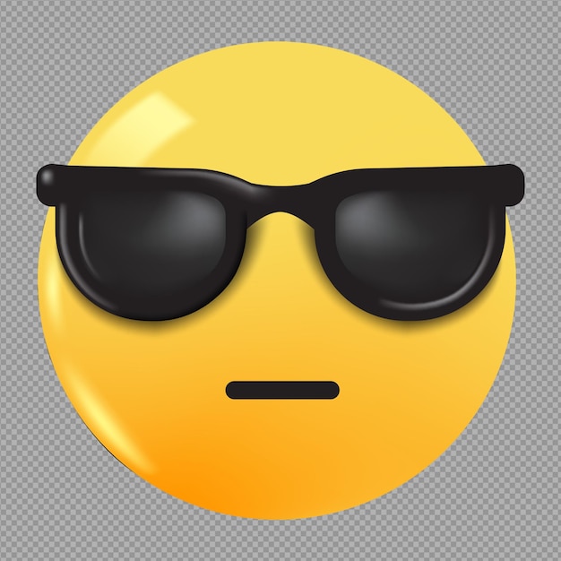 PSD illustration 3d d'un emoji portant des lunettes de soleil noires