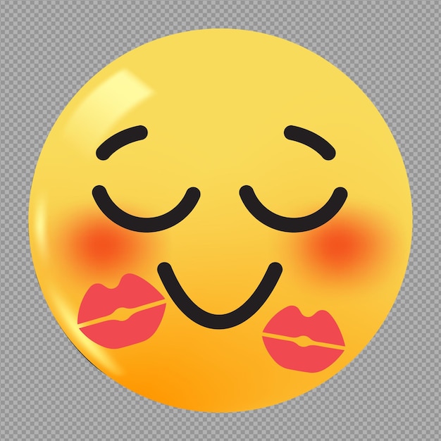 PSD illustration 3d d'un emoji de visage d'amour sucré sur un fond transparent