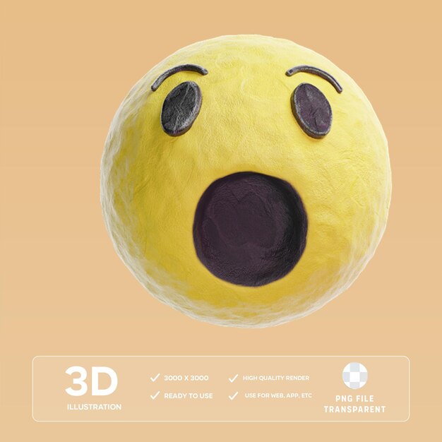 Illustration 3D de l'émoji wow du PSD