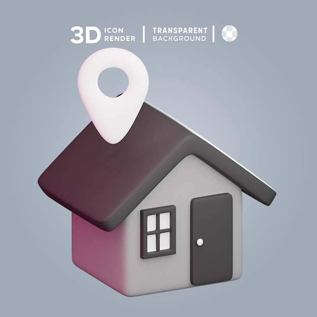 PSD illustration 3d de l'emplacement de la maison en psd en noir et blanc