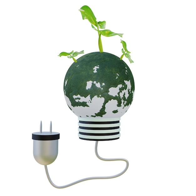Illustration 3D de l'énergie verte sur fond blanc