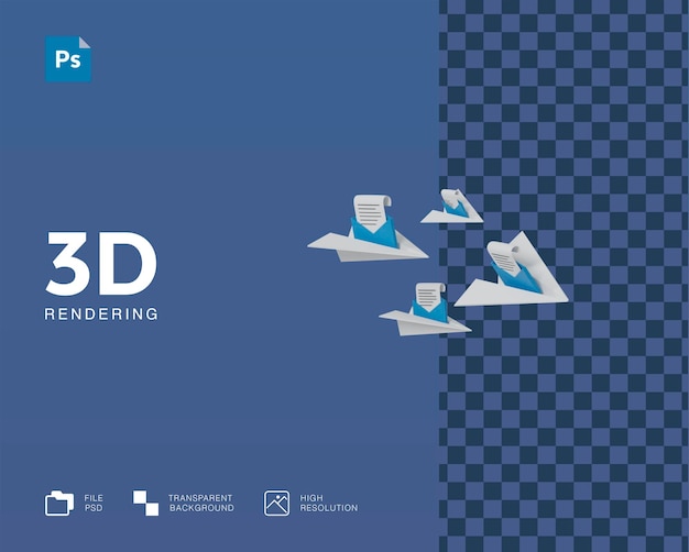 PSD illustration 3d envoyer un message