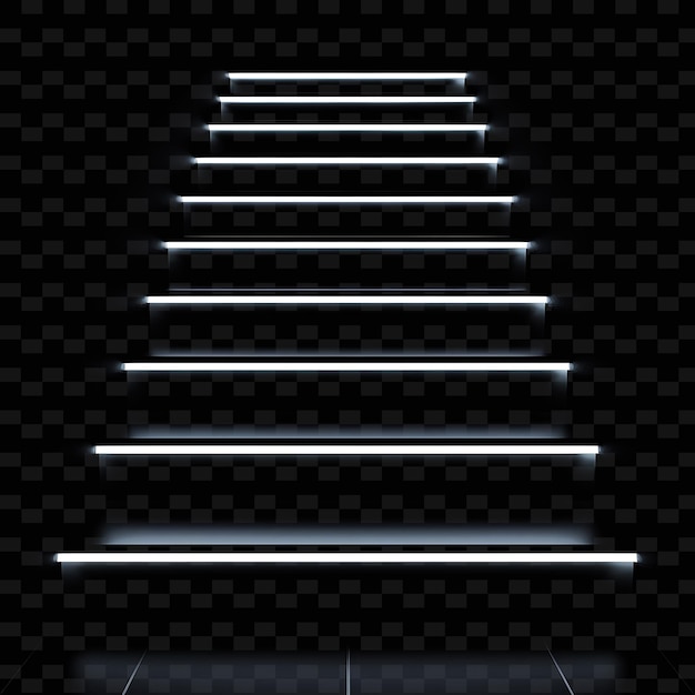 PSD une illustration 3d d'un escalier avec des lumières sur un fond noir